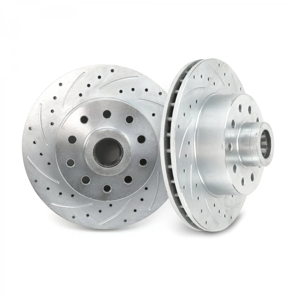 MUSTANG 2 IFS Conversion 11" DISC BRAKE ROTOR Pair CROSS DRILLED SLOTTED Hot rod - Image 2 of 4