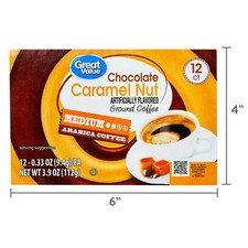 Great Value Chocolate Caramel Nut Medium Roast Coffee K Cups 3.9 oz....