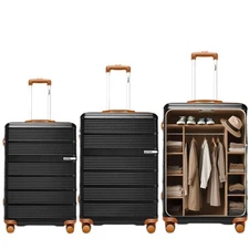 luggage sets 3 piece (4-YEAR WARRANTY), 20 24 28in Suitcase PC+ABS Hard shell...