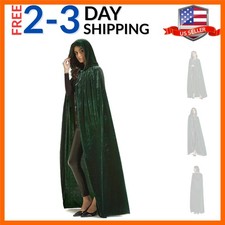 Velvet Cloak, Adult Hooded Cloak Velvet Cape Halloween Witch Costume for Men ...