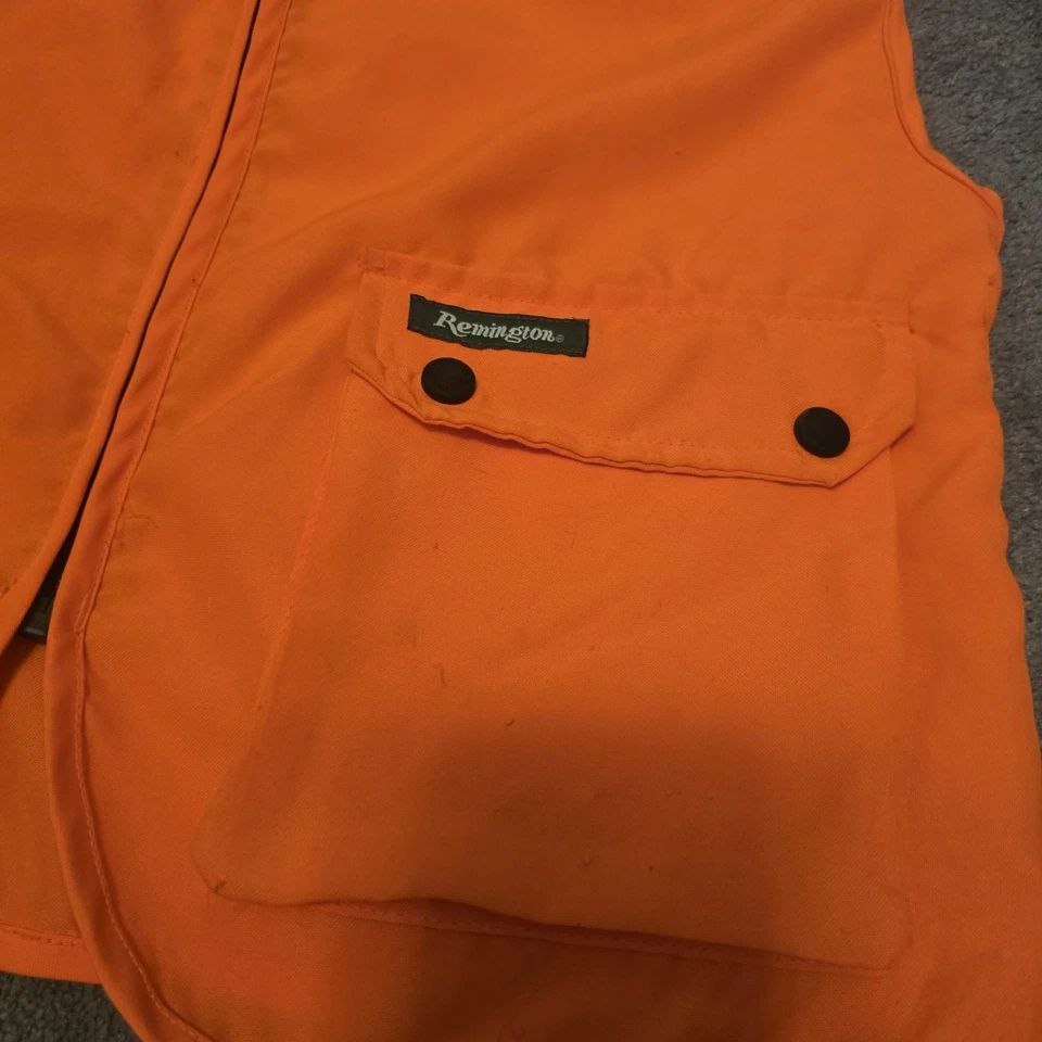 Remington Youth Hunting Vest Multi Pocket Zip Front Solid Orange Size 18 - Image 2 of 4