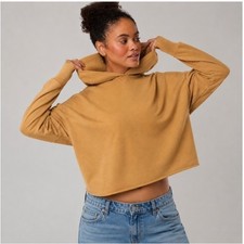 OFFLINE by Aerie Cropped Hoodie Mustard Yellow Relaxed Fit Sweatshirt Large