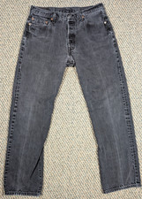 Levi s 501 Black Jeans 36x34 Button Fly Straight Leg Dark Denim Men s Classic