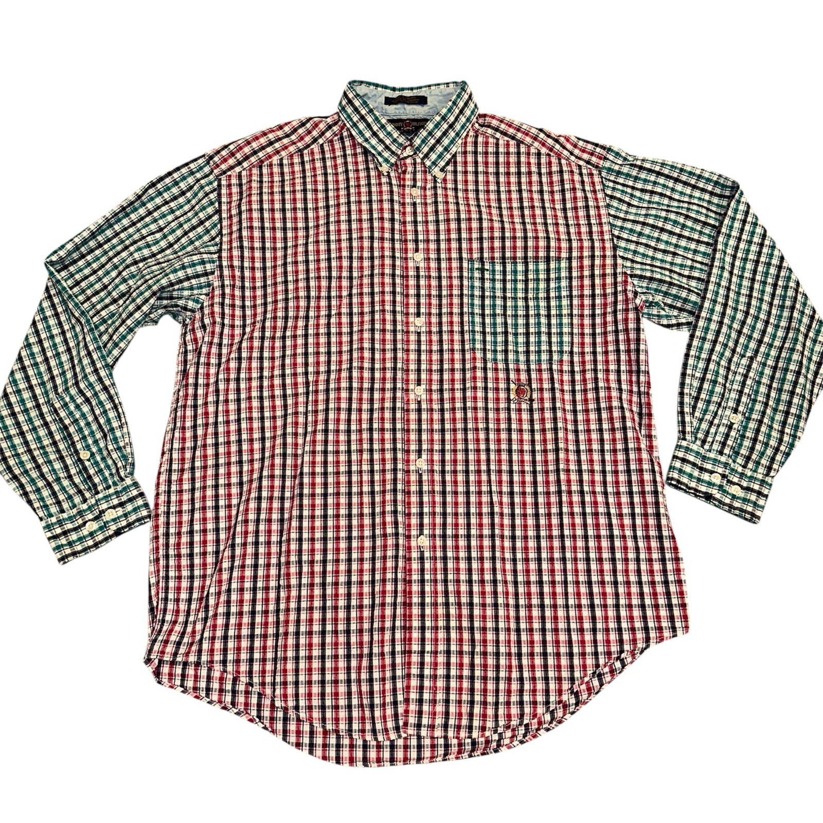 Tommy Hilfiger Patchwork Plaid Button-Down Shirt … - image 1