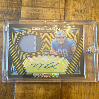 Panini 2019 Obsidian RJA T.J. Hockenson Lions RC Auto Jersey Electric /25