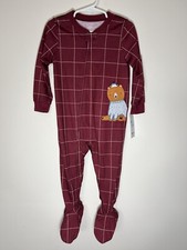 NWT Carters Baby Footed Sleeper Size 24M Pajamas Sleep  Play PJ Maroon Bear