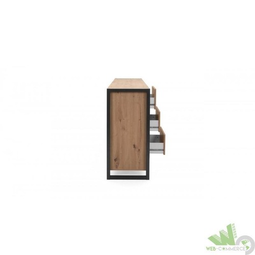 CREDENZA MADIA 160x40x88H CM QUERCIA 3 ANTE SPORTELLI CASSETTI PIEDINI ANTRACITE - Foto 9 di 9