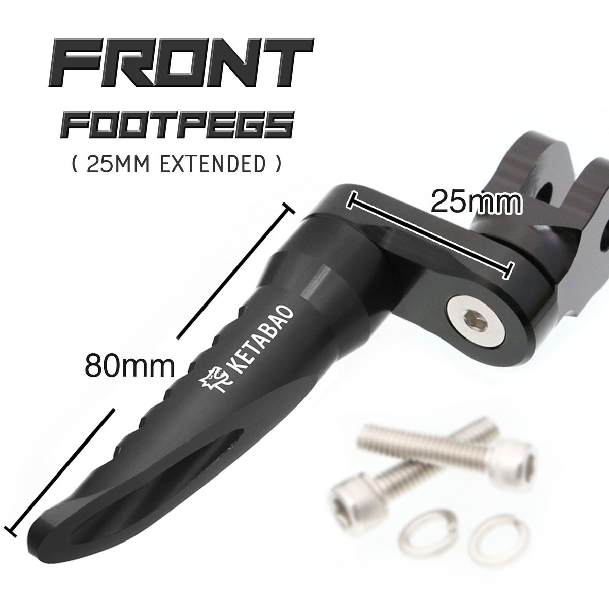 Black BOB Front Foot Pegs 1 inch Lower For Kawasaki ZR7S 98