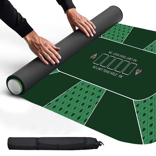 70" x 35" Portable Rubber Poker Mat, 8 Players Poker Topper for Tables with bag - Picture 8 of 8