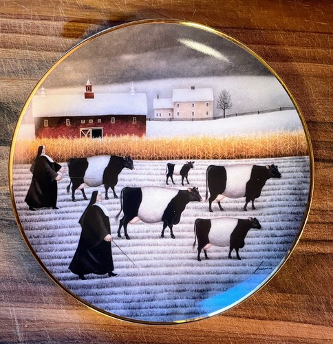 6 American Folk Art Cow Farm Plates Lowell Herrero Franklin Mint Limited Edition - Picture 5 of 13