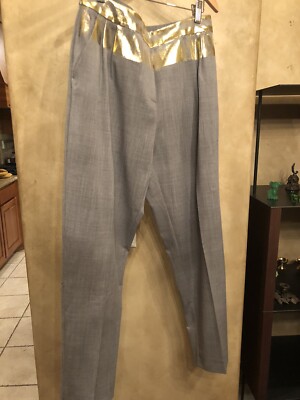 New MAX &Co By Max Mara Grey with Gold Women Pants. Size 10.