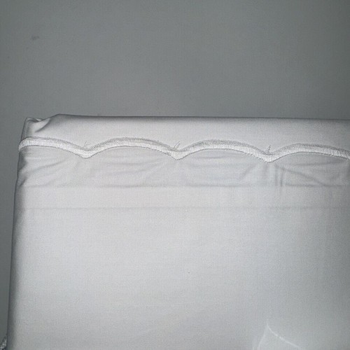 Bellino Fine Linen ITALY White Cotton Percale Scalloped Edge Queen Sheet Set NIP - Picture 11 of 11