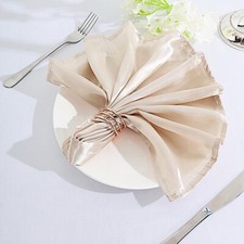 10 BEIGE Silky SATIN 20x20" Wedding NAPKINS Party Table Linens Catering Supplies