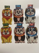 1960  s Vintage Tin Litho Animal Clicker Toys Set Of 6