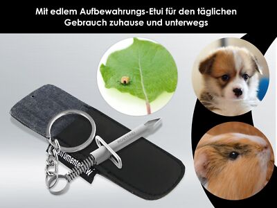Premium Zeckenpinzette Aus Edelstahl – 11,5 Cm, Gebogene Spitze, Mit Etui