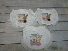 Easter Shake Your Bunny Tail Baby Bloomers/Diaper Cover Embroidered Size: 0-6 Mo
