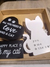 cat lover sign set of 3 wooden