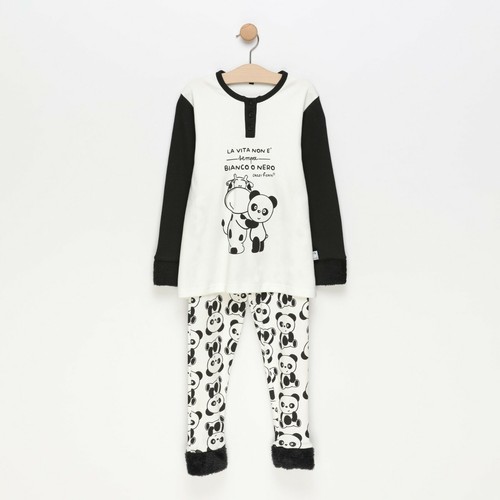 Pigiama Bambina Happy People Originale 100% Cotone Bianco Nero 7/8 anni 128 cm - Foto 2 di 4