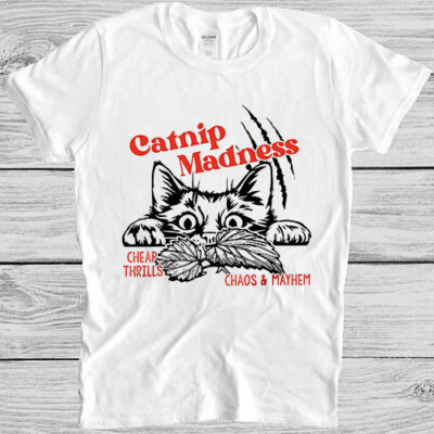 T-Shirt Katzenminze Wahnsinn Katze Haustierliebhaber Witz Meme Gamer Kult Film Geschenk M975