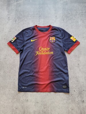 【極美品】FC Barcelona 2014 ナイキ Dri-FIT シャツ L Nike 2014 Barcelona FC Qatar Airways Dri-Fit Neon Yellow
