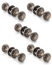 5 Pairs Matt Antique Brass Beehive Sprung Mortice Door Knobs Knob Pairs Quality