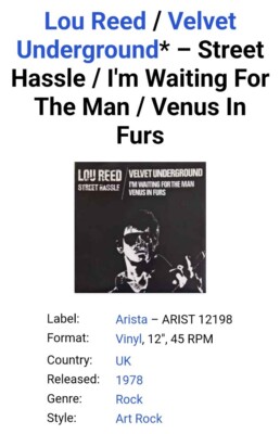 Lou Reed Street Hassle UK Press 12