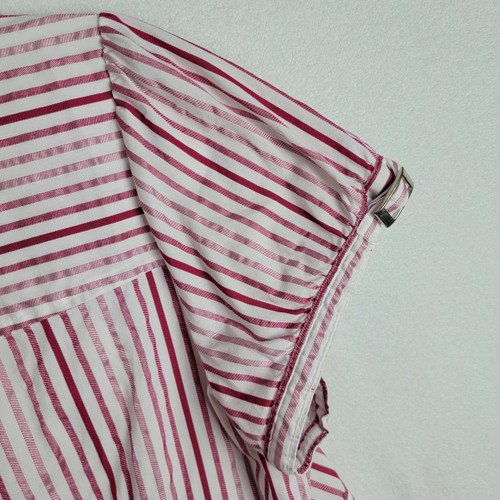 Womens Size 16W Alfani White Red Striped Shimmer print Top Shirt Short Sleeve - Picture 8 of 10