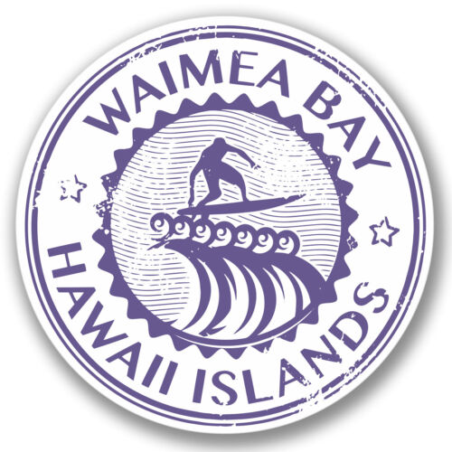 2 x Waimea Bay Hawaii Surf Wave Naklejka podróżna Samochód Rower iPad Laptop Naklejka #4087 - Zdjęcie 1 z 5