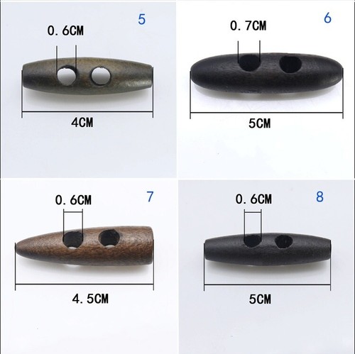 10x Wooden Toggle Button Coat Jacket Cardigan Duffle Horn Sew Knitwear Retro Set - Picture 9 of 17