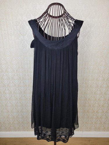 100% Silk Dress Black Strapless Goth Steampunk Party UK 8-10 - Picture 5 of 9
