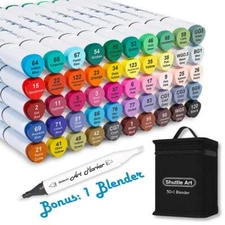 	Shuttle Art 51 Colors Dual Tip Alcohol Based Art Markers 50 Colors plus 1	