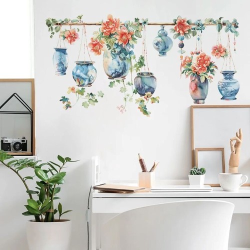 Wall Sticker Flower Decal Potted Plant Vines Removable Vinyl Bedroom Home Decor - Picture 5 of 6
