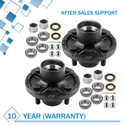 2 PACK Trailer Hub Kit  4 on 4'' Fits  2,000 lbs Axles Heavy Duty