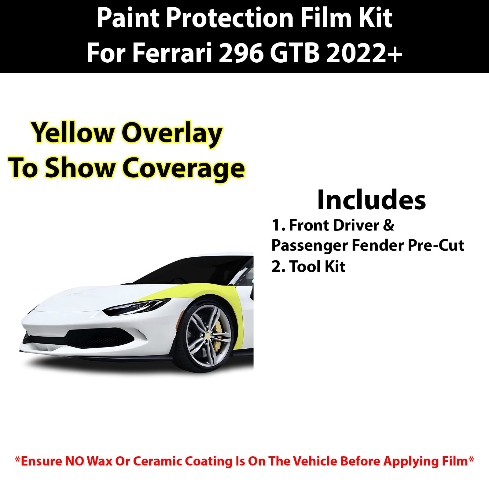 Pre Cut Paint Protection Film Clear Bra PPF Kit for Ferrari 296 GTB 2022+