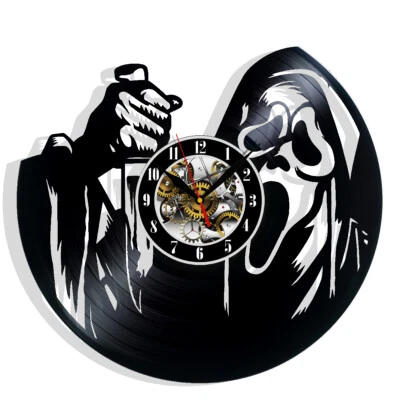 VINYL TIME Ghostface Mask Horror Film Vinyl Wall Clock Home Decor Art Gift Birthday Holiday