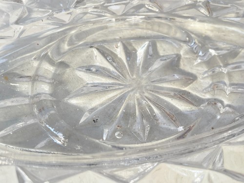 VINTAGE ART DECO PATTERNED GLASS SAUCE GRAVY BOAT BOWL WITH SPILL DISH PLATE - Picture 9 of 16