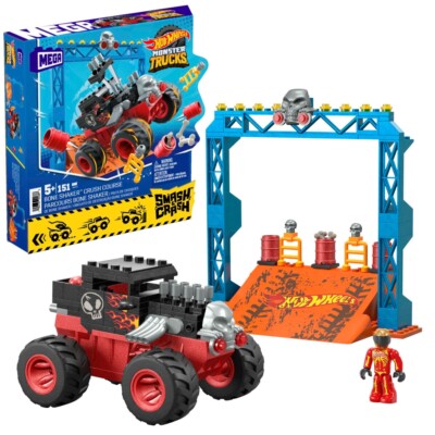 MEGA HOT WHEELS MONSTER TRUCKS BONE SHAKER CRASH BAUSET KLEMMBAUSTEINE NEU OVP