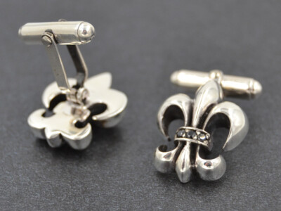 Ritterlilie Fleur De Lys Manschettenknöpfe 925er Silber Symbol