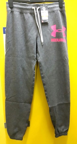 NUEVO Pantalón de lana con logotipo Under Armour, carbono/rosa - 10S - Imagen 2 de 4
