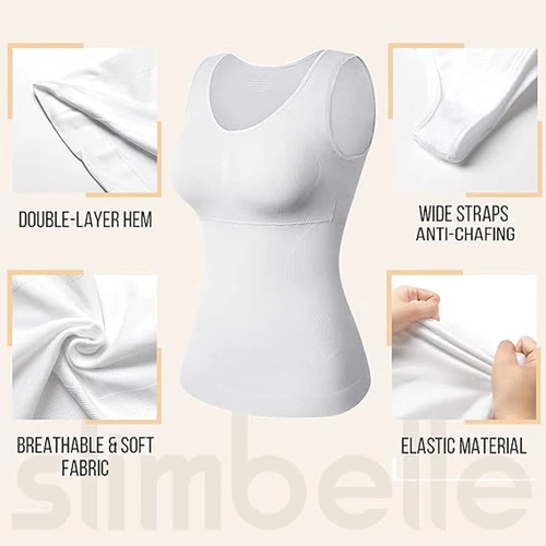 Women Cami Shaper with Built in Bra Tummy Control Sleevess Tank Top Shapewear - Picture 8 of 20