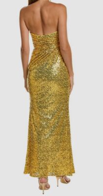 green emerald velvet dress Gold Sequin Draped Bardot Mini Dress by Chloe Lewis