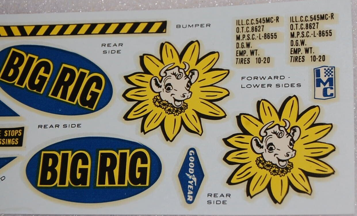 VINTAGE IMC INDUSTRO MOTIVE CORP BIG RIG TANKER PART NO 703 DECAL SHEET