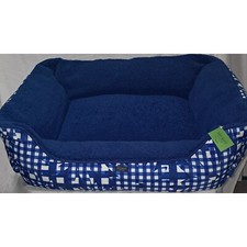 Kate Spade Navy Daisy Gingham Dog Bed Plush Cozy Pet Bed New 28x22x10