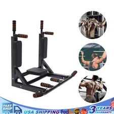 Multifunctional Wall Mounted Pull Up Chin Up Bar Dip Station Power Rack Black