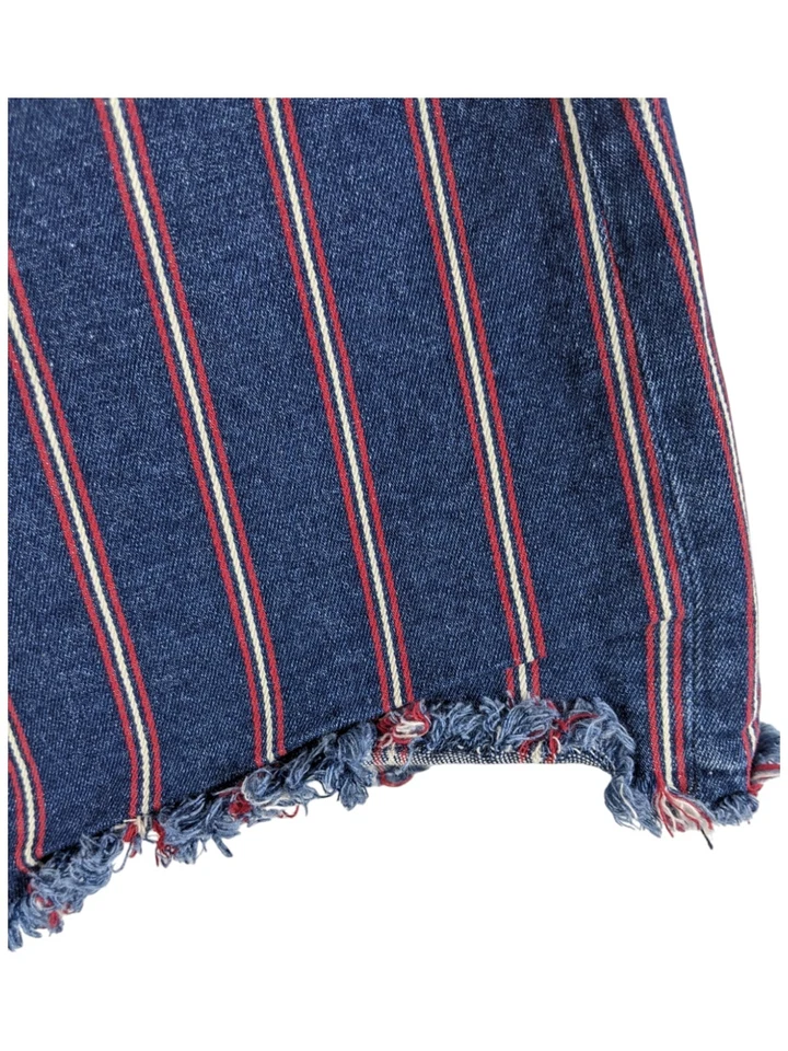 Minifalda vaquera a rayas talla 6 American Eagle roja blanca azul rayas cruda 31w Foto 4 de 4