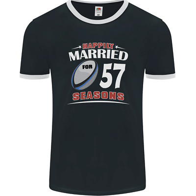 57 Jahr Hochzeitstag 57th Rugby Herren Ringer Maglietta Fotl