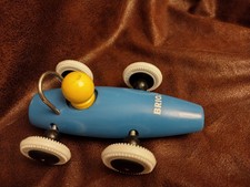 VTG BRIO BLUE WOODEN RACING CAR/RACER WITH DRIVER
