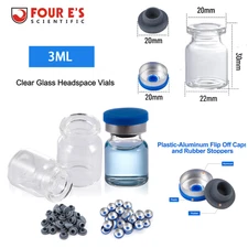 100PCS 3ml Glass Vials Headspace Vials Lab Vial w/Cap 20mm Crimp Top Clear Vials