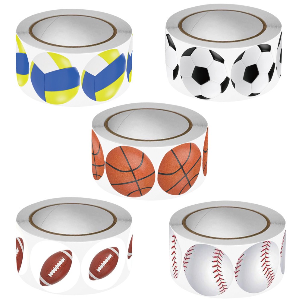 5 Rolls Ball Label Stickers for Laptop Basketball Football Soccer