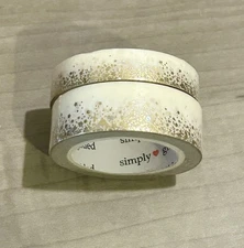 NEW Simply Gilded OG White w/ Gold Stardust washi tape 10 & 15 mm rolls
